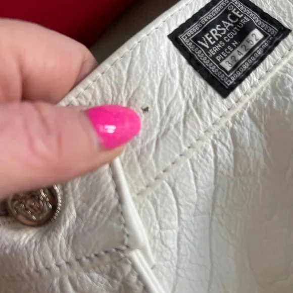 NWT Auc Versace Runway Alligator embossed Leather white Wrap Mini Skirt - Picture 6 of 17